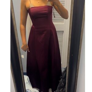 Elegant Burgundy Strapless Prom Dress